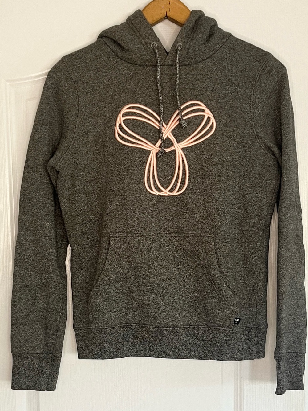TNA Aritzia Hoodie medium grey with Pink embroidered logo